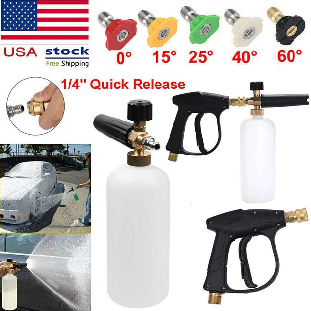 1/4" Snow Foam Pressure Washer Gun Car Wash Soap Lance Cannon Spray Jet Bottle
