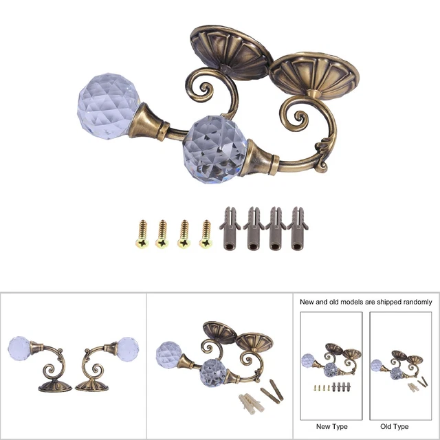Metal Crystal Glass Curtain Holdback Wall Drapery Tieback Hooks Hanger Bronze 2