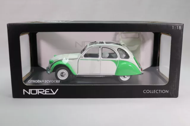LJ477 NOREV 181512 1/18 1:18 Citroen 2CV Dolly 1985 blanc et vert