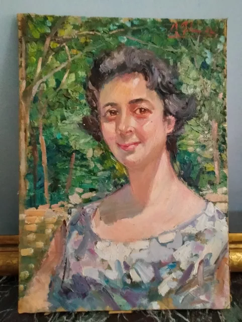 Dipinto olio su tela ritratto femminile donna quadro Oil painting on canvas