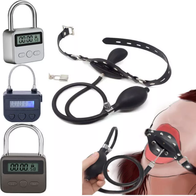 4 Style Digital Time Lock Bondage Electronic Timer,Inflatable Gag Oral BDSM Toys