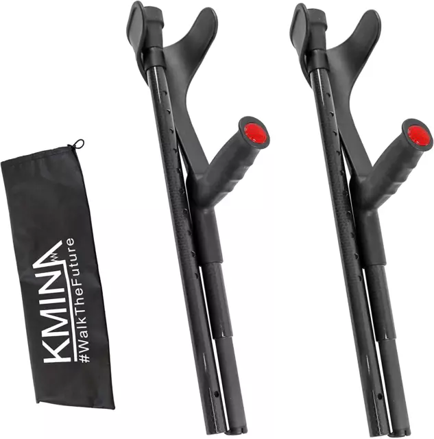 KMINA PRO - Folding Carbon Fiber Crutches (X2 Unit, Open Cuff), Forearm Crutches