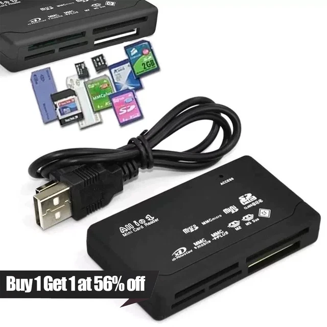 Lector de tarjetas de memoria todo en uno 1 adaptador USB SD SD SDHC Mini Micro M2 MMC XD CF MS