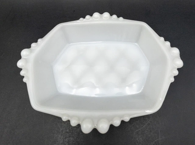 Vintage Anchor Hocking Milk Glass Dish , Trinket, Candy, Relish, Soap, Sponge