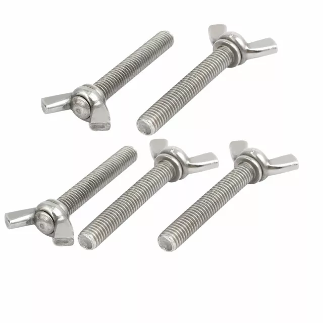 M8x50mm pas 1,25mm acier inox 201 vis à vis aile papillon 5pcs