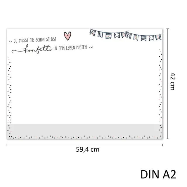 Schreibtischunterlage Konfetti DIN A2 aus Papier Abreißen Kantenschutz dv_937