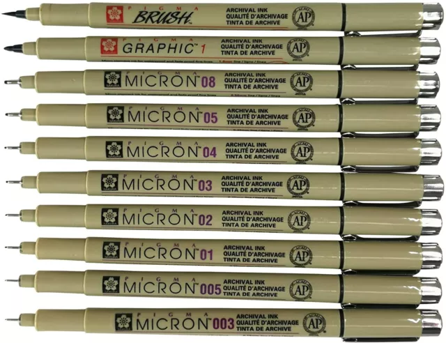 Sakura Pigma Micron Pigment Fineliner Pens - 0.60m (10) - Black - XSDK10