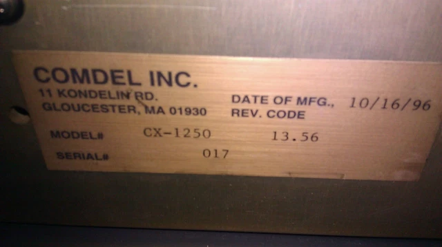 COMDEL CX-1250 RF GENERATOR 13.6 MHz, 208 VAC THREE PHASE 10 AMPS 3