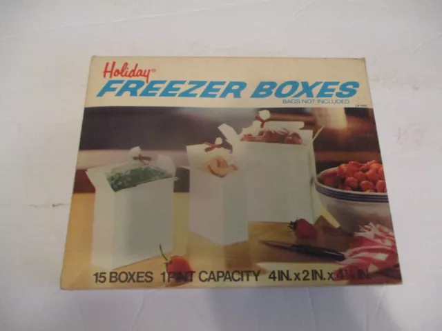 Holiday freezer boxes - vintage food storage (1 pint) Mobil Chemical Co. 1974