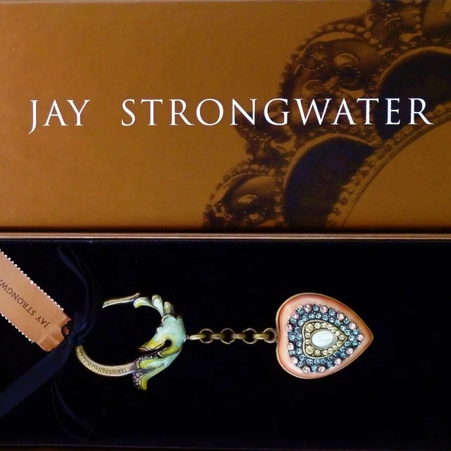 Jay Strongwater HEART KEY CHAIN RING BELINDA Pink Swarovski Crystals NIB Retired