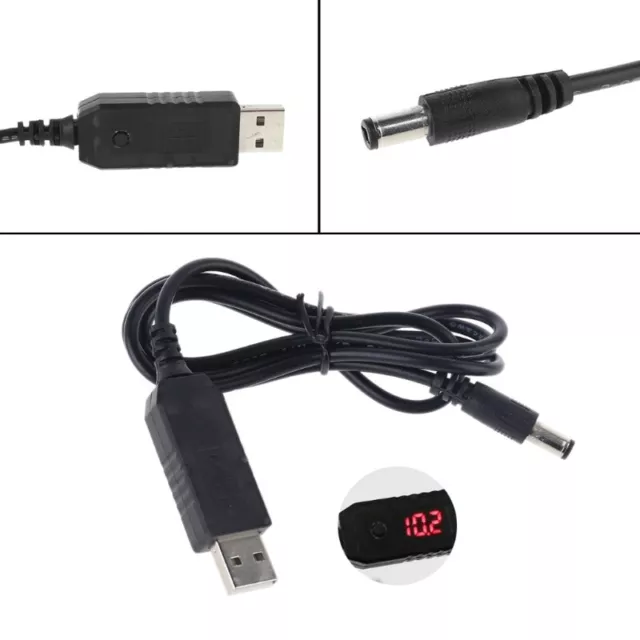 QC3.0 USB to 5V 9V 12V Adjustable Voltage 5.5x2.5mm Power Cable for Router LED