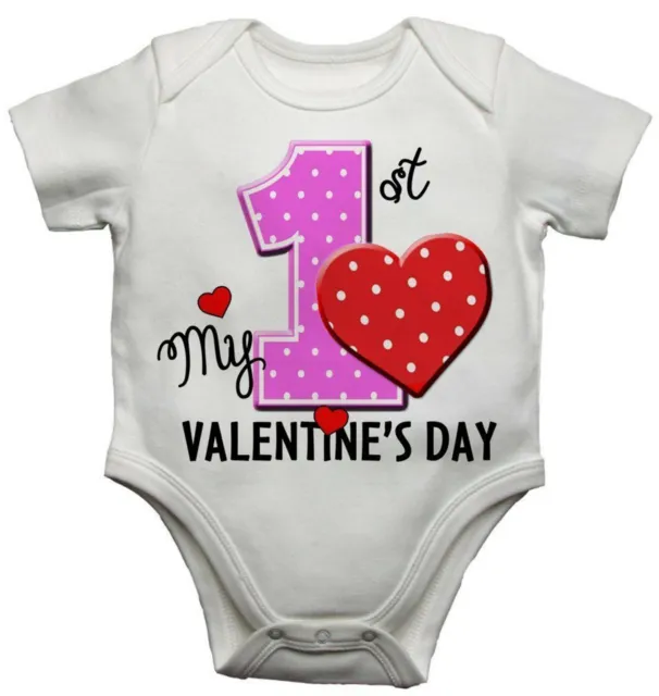 Baby Vest Bodysuit grow My First 1st Valentines Day Toddler Newborn Gift White