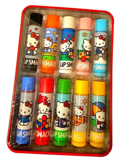 Hello Kitty And Friends Lip Smacker Chapstick set of 10 In Gift Tin NIB