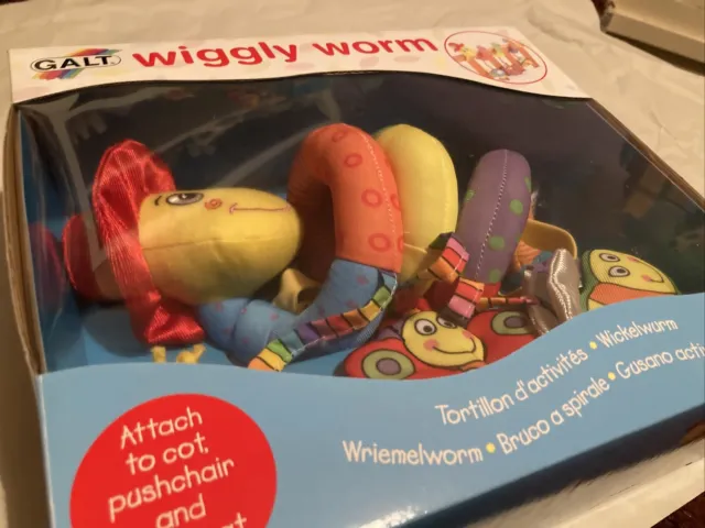 Galt Wiggly Worm Cot CarSeat Pram High chair Activity Toy, Baby Birth Xmas Gift