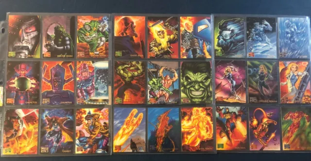 1995 Marvel Masterpieces 151 Card Base Set  With 4 Card Uncut & Sales Folder 2