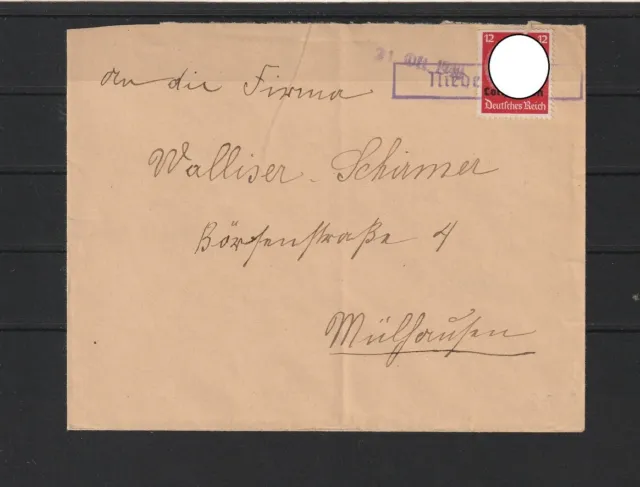 Lothringen Brief Notstempel Nieder... nach Mülhausen, 1940 #1102335