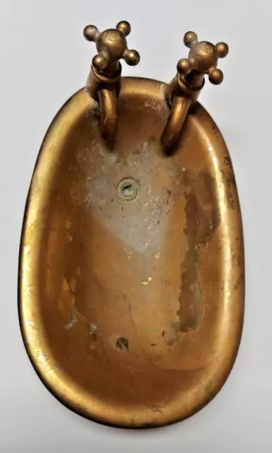 Vintage Brass soap holder bath tub clawfoot style faucet miniature doll house 7"