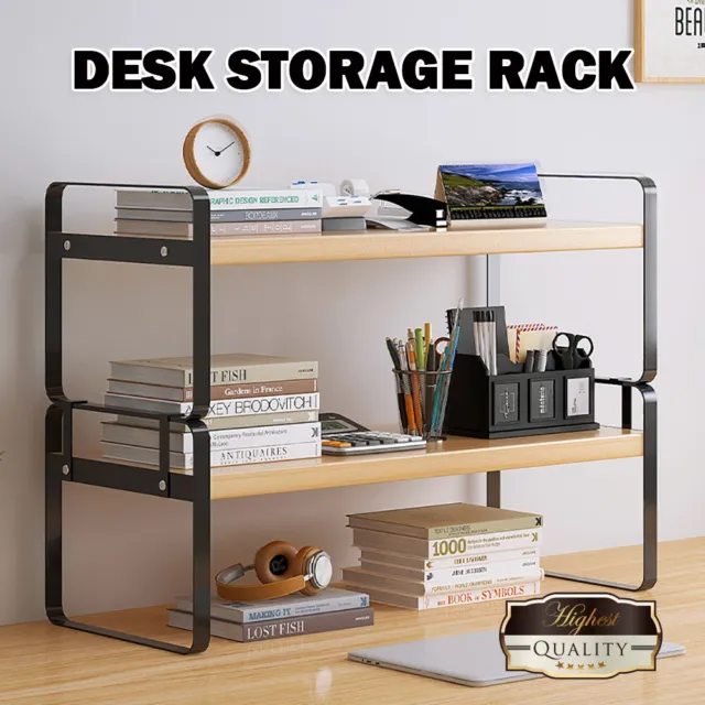 Desktop Storage Rack Shelf Desk Bookshelf File Organizer Table Office Shelving