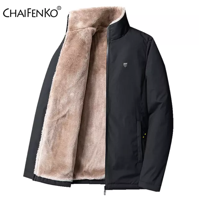 Men's Windproof Winter Thick Fleece Jacket Warm Thick Fleece Heavy Duty Padded