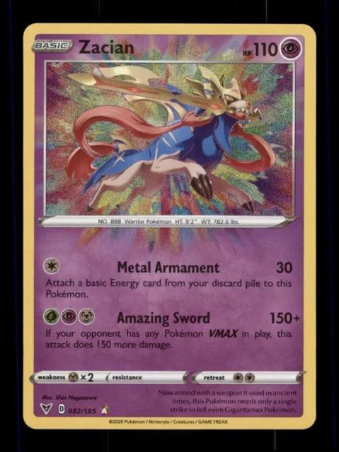 Zacian 082/185 Holo Vivid Voltage Amazing Rare Pokemon Trading Card TCG