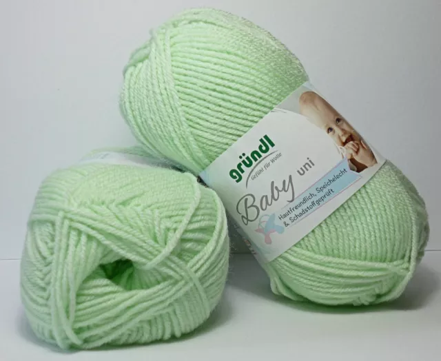 Wolle zum Stricken BABYWOLLE uni 50 g Fb. 4 hellgrün v. Fa.Gründl LL 150m/50 g