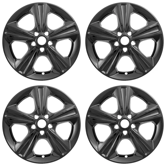 4 BLACK 17" Wheel Skins Hub Caps Covers for 2013-2016 Ford Escape SE Alloy Rim 2