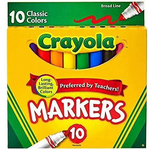 Crayola Ultra-Clean Washable Broad Line Markers, School & Art Supplies, 10  Ct 