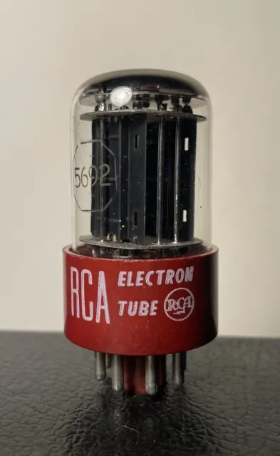 RCA 5692 (6SN7) Double Triode Red Base Black Plate Tests Good Made in USA