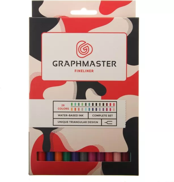 Juego completo de tinta a base de agua Graphmaster Fineliner 26 colores