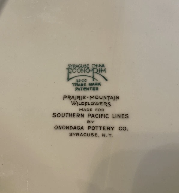 Southern Pacific RR PRAIRIE MOUNTAIN WILDFLOWERS Divided OVAL PLATTER 12" Marked 3
