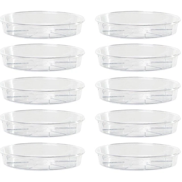 Da 5 a 20 Sottovasi in plastica Trasparenti per Vasi Fiori e Piante 12cm Esterno
