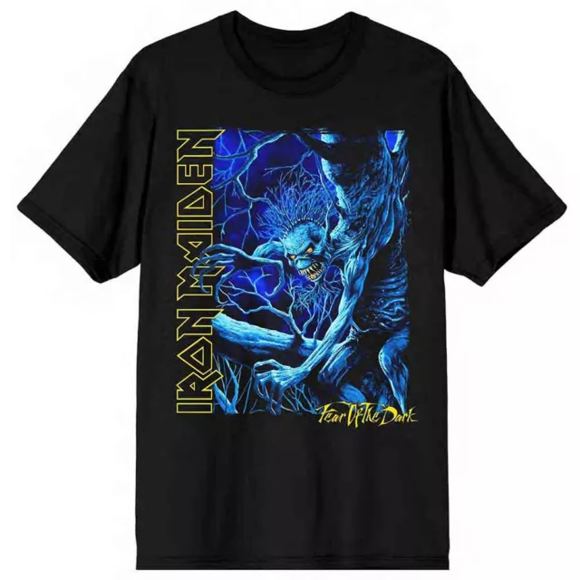 Iron Maiden Fear of the Dark Blue Tone Eddie Vertical Logo T-Shirt Black New