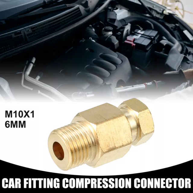 1 Pc M10x1 Universal Brass Fitting Compression - Car Fit 6mm - Brass Gold Tone
