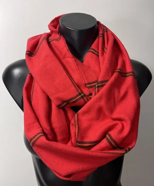 Fashion Infinity Scarf Wrap Red Black Plaid Fleece Style Accessory Wear