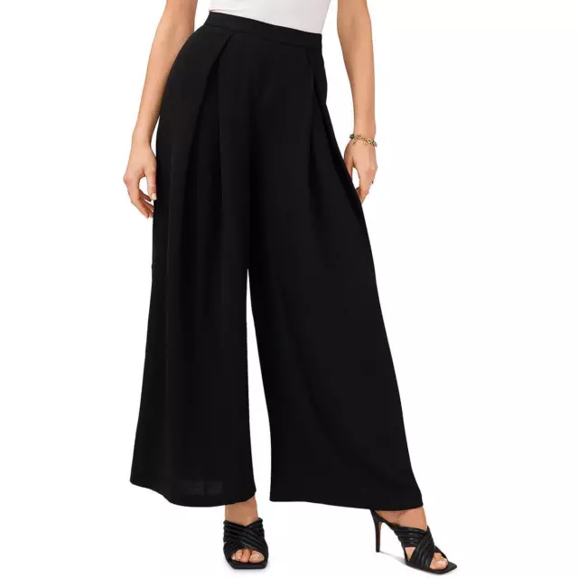 Vince Camuto Womens Black Crepe High-Rise Straight Wide Leg Pants 6 BHFO 0686