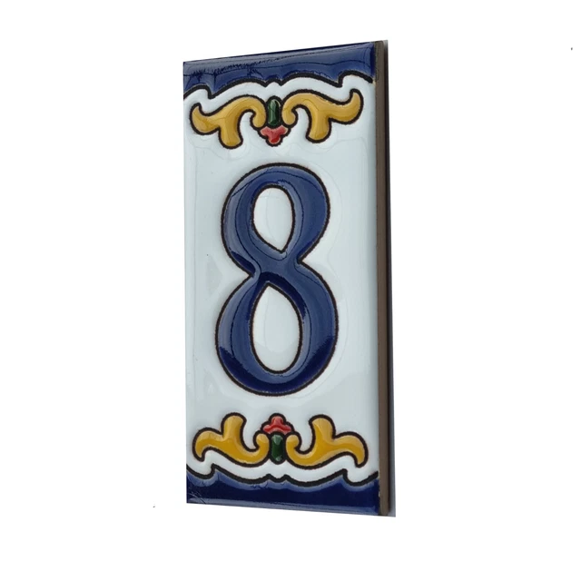 Authentic 11 x 5.4 cm Malaga Hand-Painted Ceramic Spanish Address Number Tiles 2