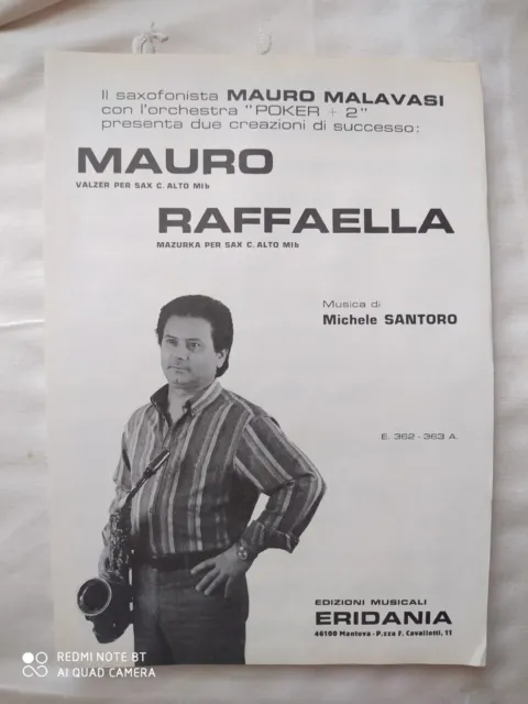 MAURO MALAVASI e l'orchestra POKER + 2 "MAURO" - "RAFFAELLA" - 1987 - ED. ERIDAN