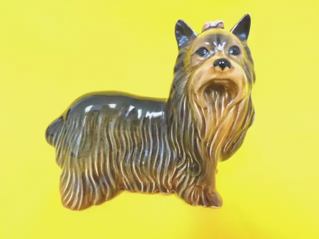 Yorkshire Terrier Long Haired Brown Vintage Ceramic Dog Puppy Figurine