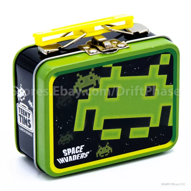 Teeny Tins Space Invaders Metal Tote - Mini Metal Lunchbox - Arcade Game Style
