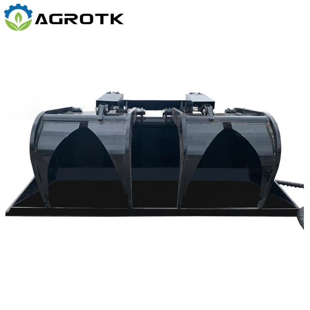 AGT 68" Dual Hydraulic Cylinder Root Grapple Bucket Attachment Fits Skid Steer
