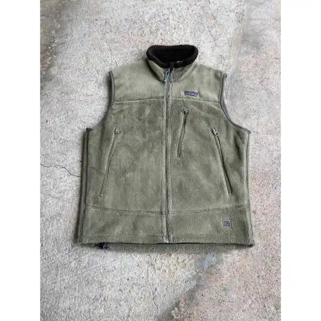 Vintage Y2K Patagonia Olive Green Pile Fleece Vest