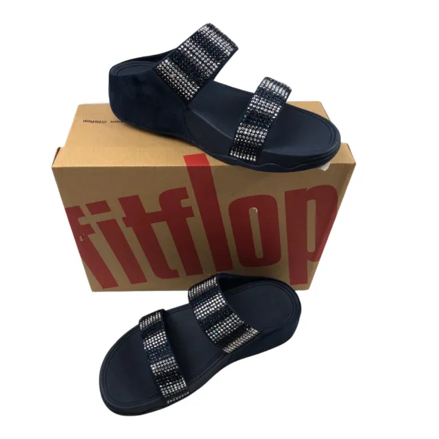 FIT FLOPS Womens Sandals Size 8M Flare Strobe Slide Comfort Shoes Midnight Navy