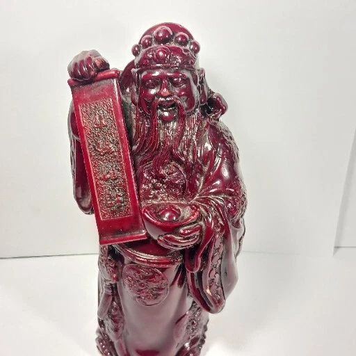 Cast Resin Carved Wood Effect Japanese Chinese Sage / Wise Man Figurine Ornament