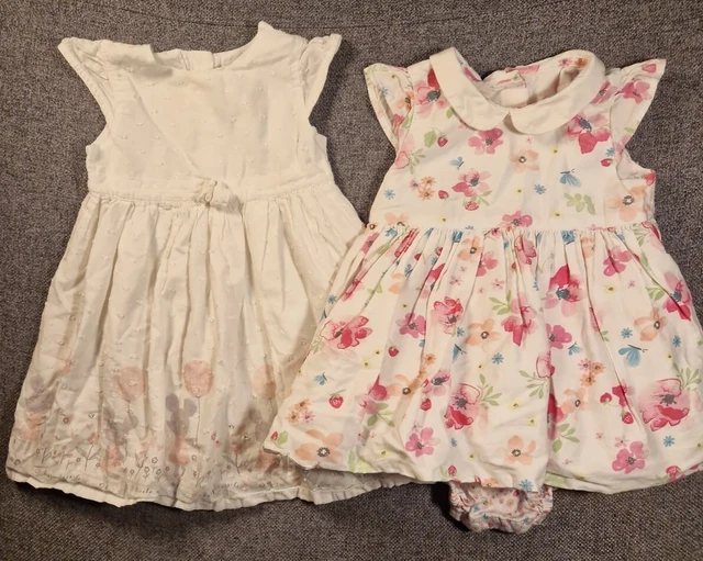 Baby Girls dress bundle 3-6 Months spring summer floral bunny white vest (263)