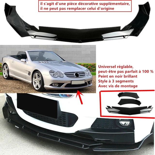 4pcs Ailerons Séparateur Lèvre De Spoiler Universel Avant - ABS Fibre Carbone Avec Ruban Adhésif (Noir)