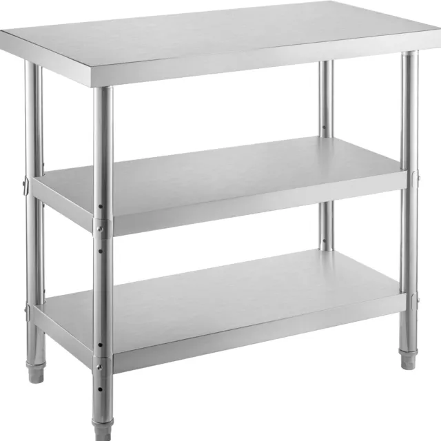 VEVOR 24"x14" Stainless Steel Work Table 2 Shelves Commercial Kitchen Food Prep