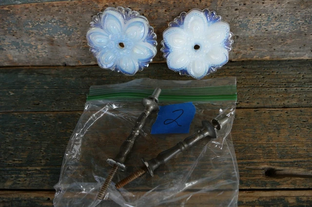 pr antique sandwich glass curtain tieback  opalescent 3 inch