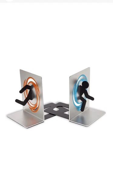 Portal 2 ThinkGeek Rare Video Game Bookends Aluminum Metal Book Ends
