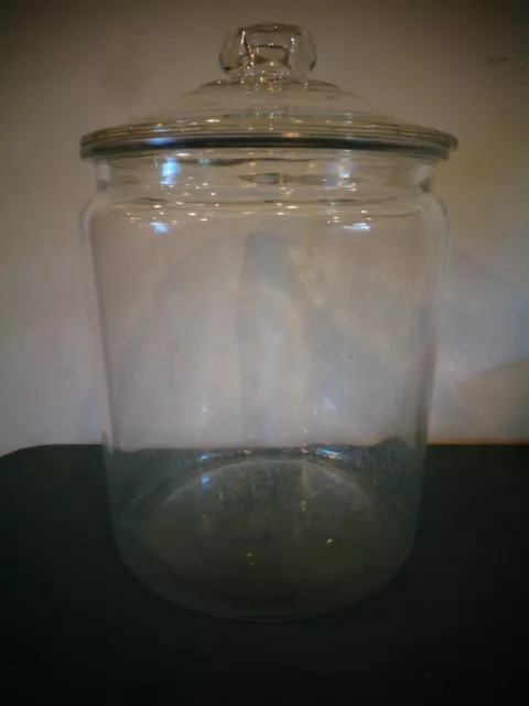 Vintage Large Store Counter Display Glass Canister Jar W/Cover