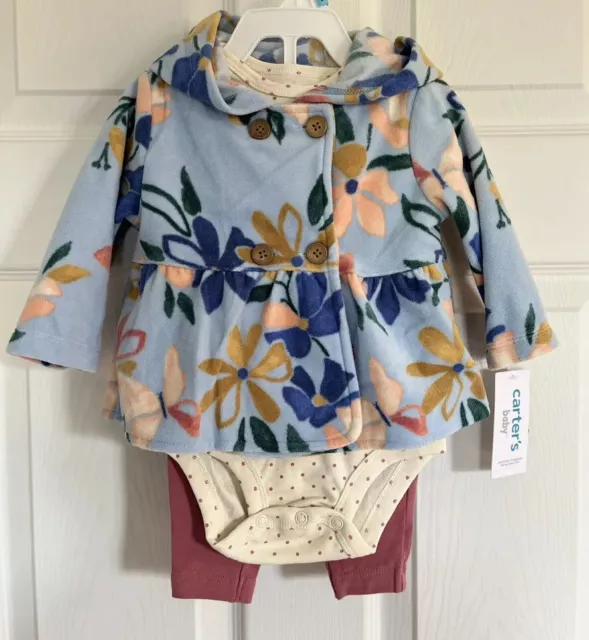 New Baby Girl Clothes Carters 24 Months Bodysuit Pants Cardigan Outfit 3PC Set